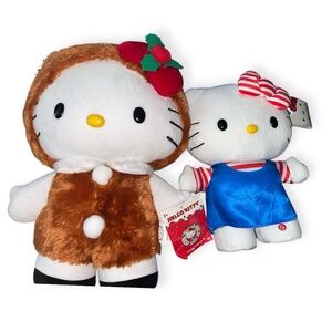Hello Kitty Plush Duo - White, Brown, and Blue